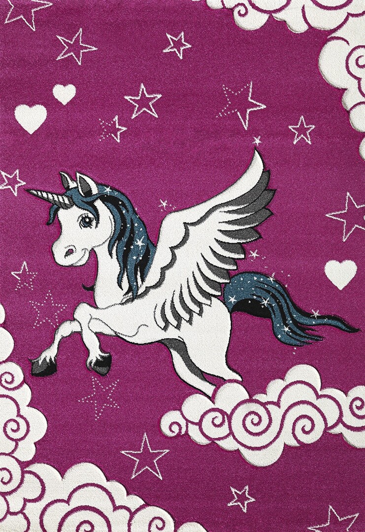 Tapis pour chambre de fille rose Licorne