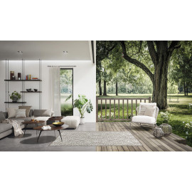 Tapis ethnique plat beige Bynum