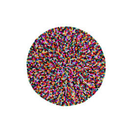 Tapis rond en laine feutrée fait main multicolore Chicago