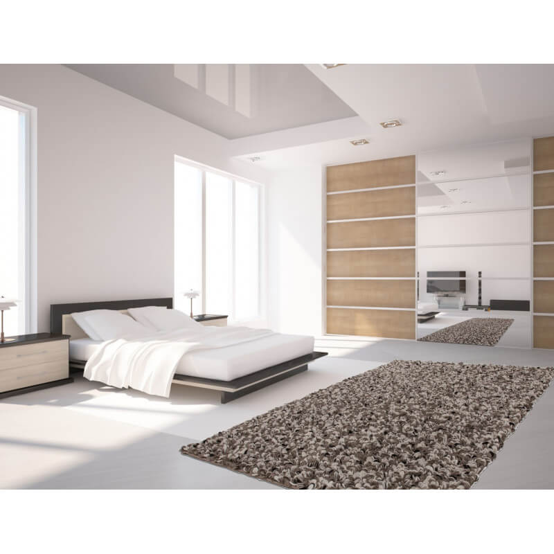 Tapis design en laine feutrée taupe pour chambre taco Disposition des tapis dans une chambre