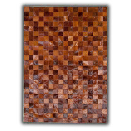 Tapis en cuir naturel beige patchwork Bilbao