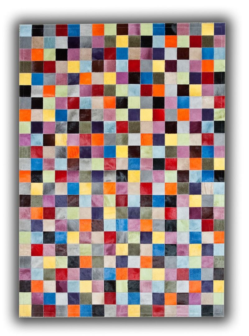 Tapis multicolore patchwork en cuir naturel Vigo