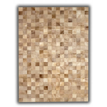 Tapis beige patchwork en cuir naturel Elche