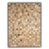 Tapis beige patchwork en cuir naturel Elche