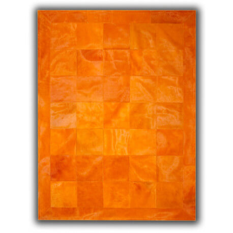 Tapis en peau de vache orange façon patchwork Albacete