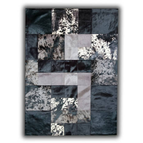 Tapis moderne en cuir naturel noir patchwork Alcobendas