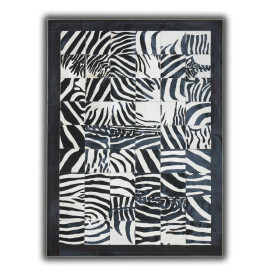 Tapis imprimé zèbre sur peau de vache noir et blanc Torrent