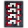 Tapis noir, blanc et rouge sur peau de vache patchwork Ceuta