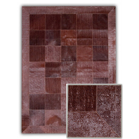 Tapis avec relief en cuir naturel marron Ferrol