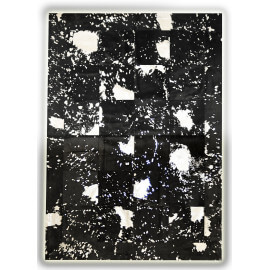 Tapis noir et blanc en cuir naturel patchwork Zamora
