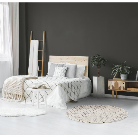 Tapis rond ethnique chambre crème Dixon