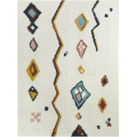 Tapis shaggy ethnique crème Dutton