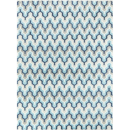 Tapis moderne bleu rectangle Heron