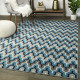 Tapis moderne bleu rectangle Heron