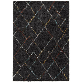 Tapis berbère shaggy ethnique noir Huntley