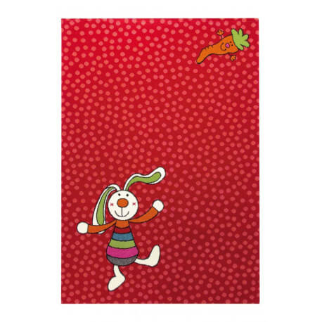 Tapis rouge pour chambre d'enfant Rainbow Rabbit Sigikid