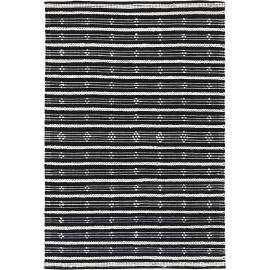 Tapis en coton plat moderne noir Lindsay