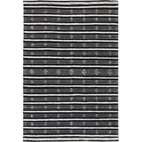 Tapis en coton plat moderne noir Lindsay