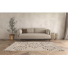 Tapis en laine plat avec franges design beige Lincoln