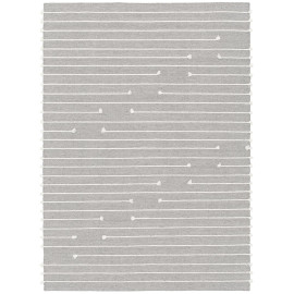 Tapis en laine plat avec franges design gris Lima