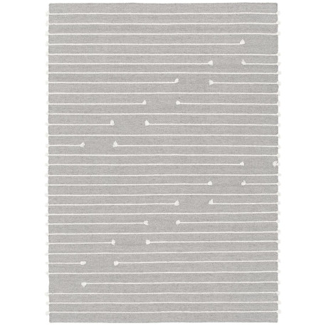 Tapis en laine plat avec franges design gris Lima