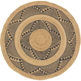 Tapis en jute rond ethnique moderne Libby