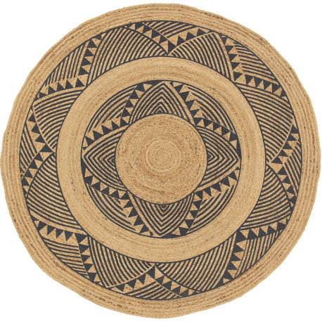 Tapis en jute rond ethnique moderne Libby