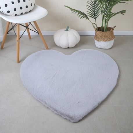 Tapis Chambre Enfant TT Home Coeurs Pastel Rond 160cm - Gris Bleu Crème
