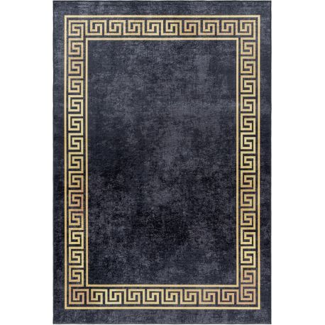 Tapis baroque noir lavable en machine Valencia