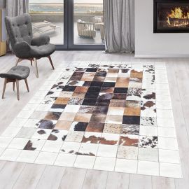 Tapis patchwork imitation cuir lavable en machine Nola