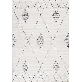 Tapis à courtes mèches crème berbère ethnique Himal