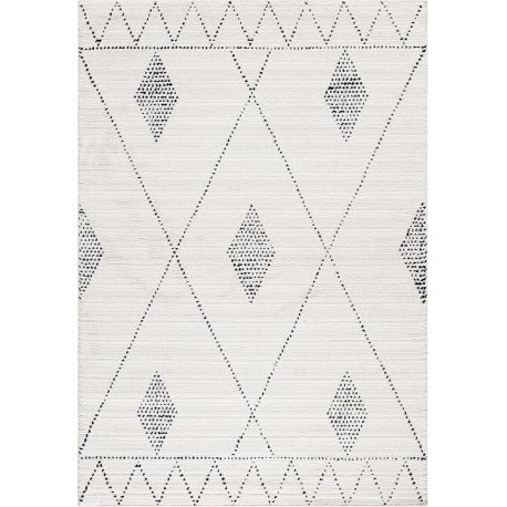 Tapis à courtes mèches crème berbère ethnique Himal