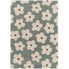 Tapis vert floral design shaggy Elea