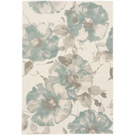 Tapis floral à courtes mèches design crème Leanie