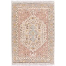 Tapis à poils ras motif oriental recyclé beige Raya