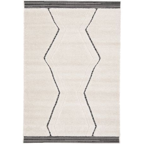 Tapis noir berbère ethnique rectangle Adid