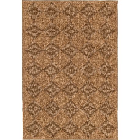 Tapis effet jute marron plat extérieur et intérieur moderne Sloan