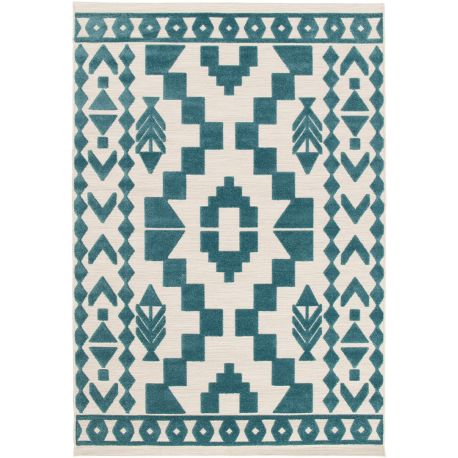 Tapis intérieur et extérieur bleu effet 3D ethnique Module