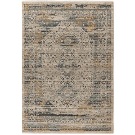 Tapis avec franges vintage rayé multicolore Pippa