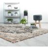 Tapis vintage avec franges rayé rectangle Marta