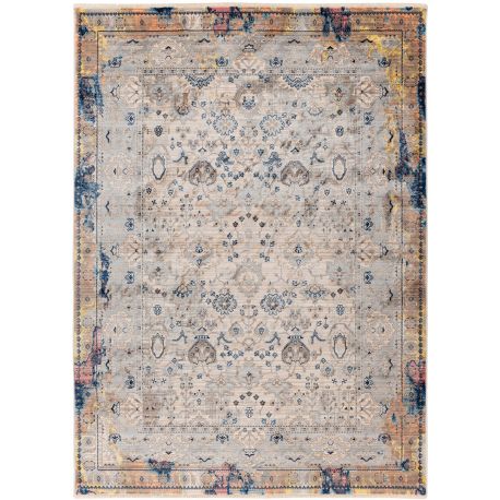 Tapis avec franges rayé vintage rectangle Jork