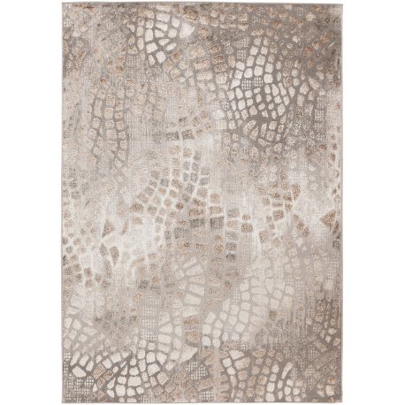 Tapis effet 3D design rectangle beige argenté Costa