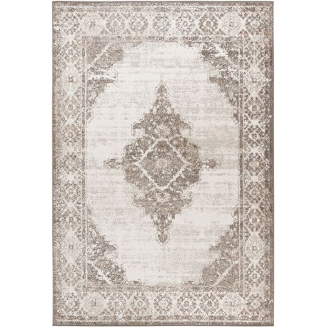 Tapis style orient effet 3D beige argenté Cosmia