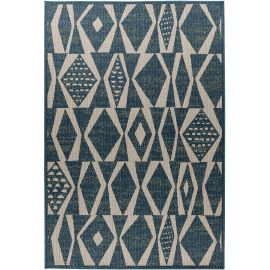 Tapis moderne extérieur et intérieur plat bleu Nuevo