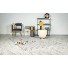 Tapis argenté avec franges moderne rayé 3D Nuria