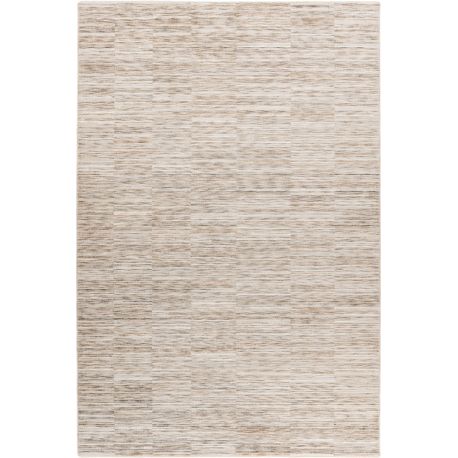 Tapis rayé moderne crème avec franges Katia