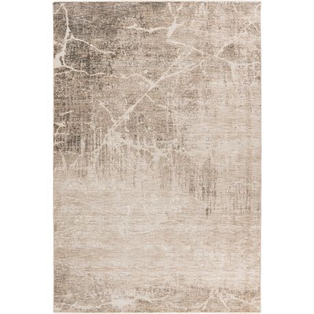 Tapis beige abstrait avec franges moderne Nakka