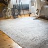 Tapis vintage avec franges beige rayé Jaya