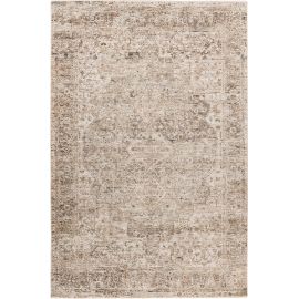 Tapis vintage avec franges beige rayé Jaya