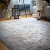 Tapis vintage rayé avec franges café Antik